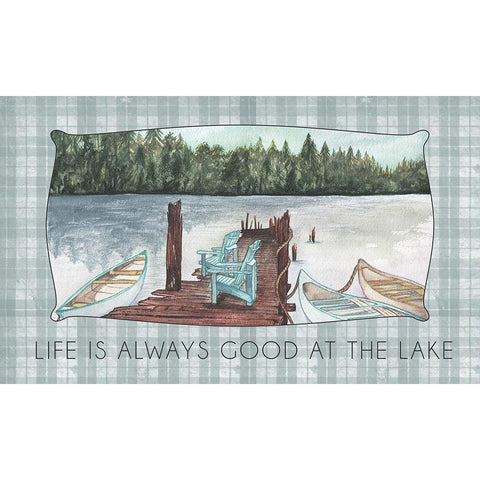 Life Is Always Good At The Lake Gold Ornate Wood Framed Art Print with Double Matting by Medley, Elizabeth