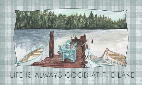 Life Is Always Good At The Lake White Modern Wood Framed Art Print with Double Matting by Medley, Elizabeth