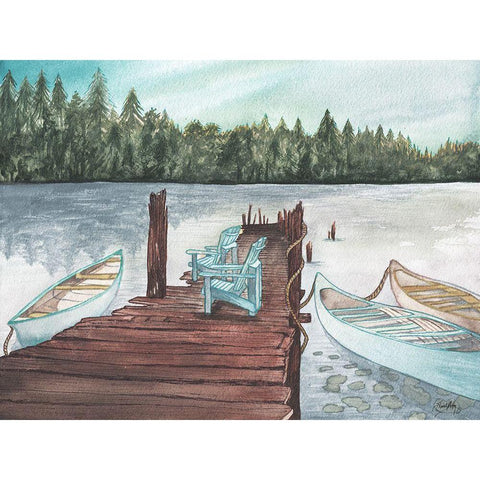 Lake Black Modern Wood Framed Art Print with Double Matting by Medley, Elizabeth