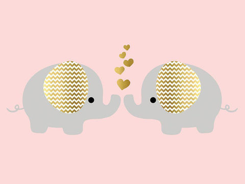 Baby Ele Love White Modern Wood Framed Art Print with Double Matting by Quach, Anna