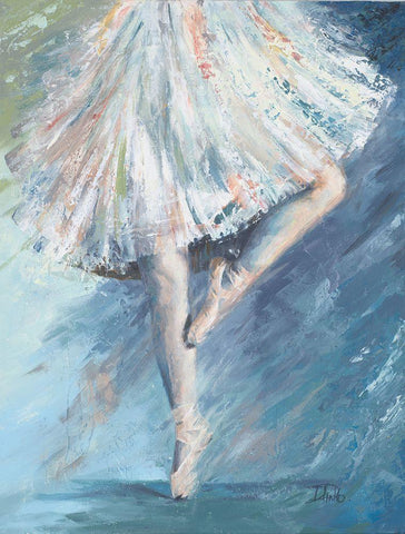 Ballerina Black Ornate Wood Framed Art Print with Double Matting by Pinto, Patricia