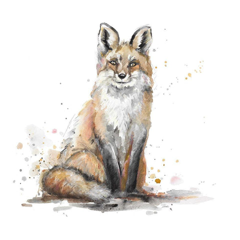 Fox Black Modern Wood Framed Art Print by Pinto, Patricia