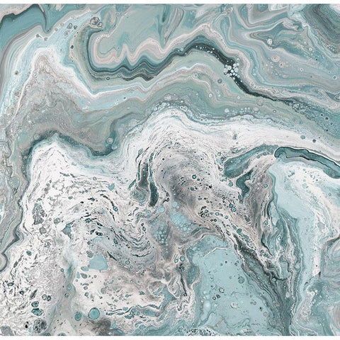 Deep Teal Sea Gold Ornate Wood Framed Art Print with Double Matting by DeRice, Julie
