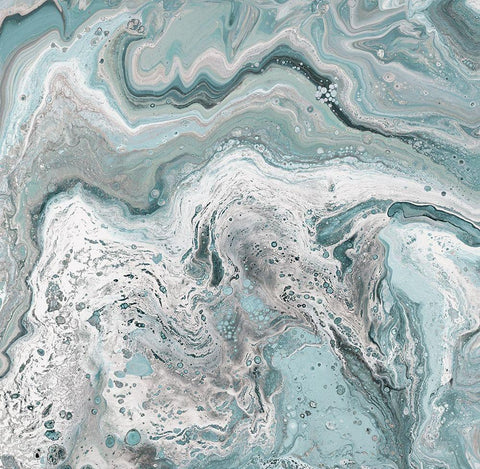 Deep Teal Sea White Modern Wood Framed Art Print with Double Matting by DeRice, Julie