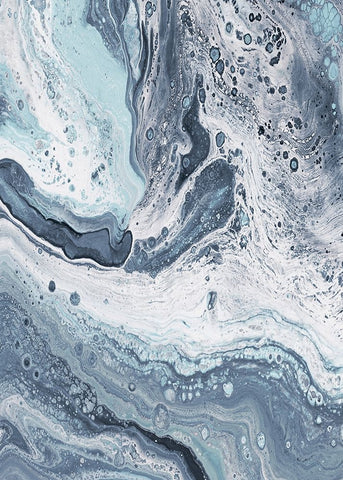 Blue Oil Spill II Black Ornate Wood Framed Art Print with Double Matting by DeRice, Julie