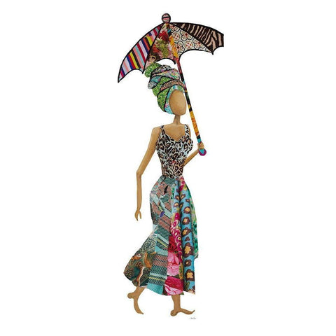 Xhose Woman with Umbrella White Modern Wood Framed Art Print by Ritter, Gina