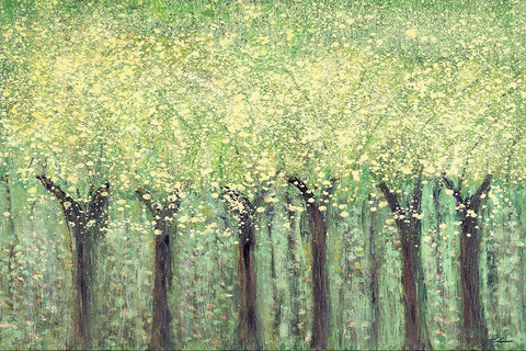 Live Green Trees White Modern Wood Framed Art Print with Double Matting by Gonzalez, Roberto