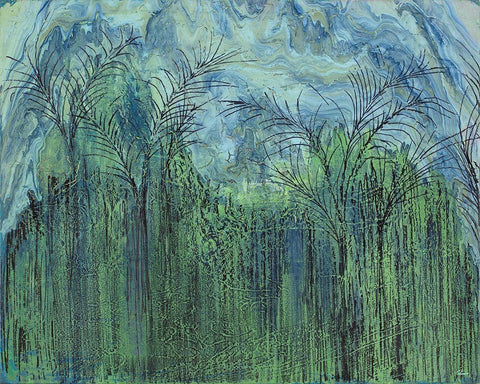 Tropic Storm White Modern Wood Framed Art Print with Double Matting by Gonzalez, Roberto