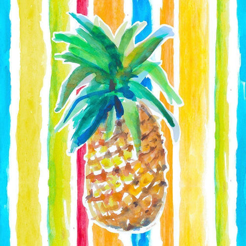 Vibrant Pineapple I White Modern Wood Framed Art Print by Loreth, Lanie