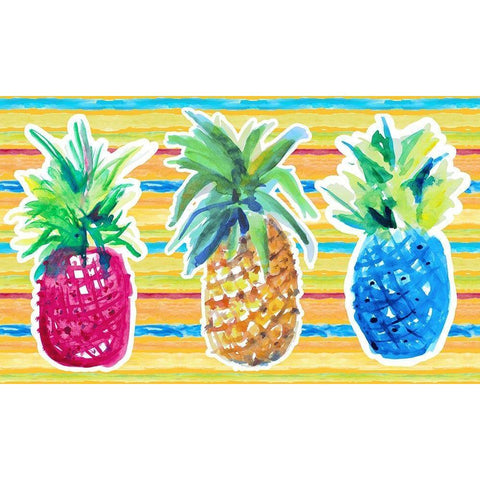 Vibrant Pineapple Trio Gold Ornate Wood Framed Art Print with Double Matting by Loreth, Lanie