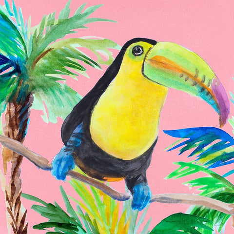 Tropical Tucan II White Modern Wood Framed Art Print with Double Matting by Loreth, Lanie