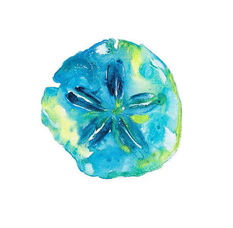Deep Blue Sand Dollar White Modern Wood Framed Art Print with Double Matting by DeRice, Julie