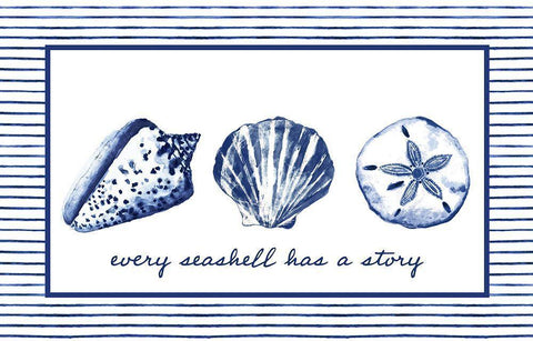 Every Seashell Has A Story White Modern Wood Framed Art Print with Double Matting by Gaynor, Janice