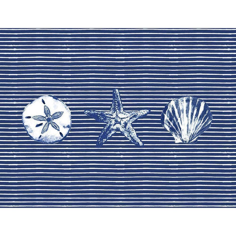 Blue Striped Ocean Collection White Modern Wood Framed Art Print by Gaynor, Janice