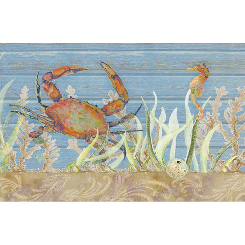 Ocean Floor Crab Black Modern Wood Framed Art Print by Gaynor, Janice