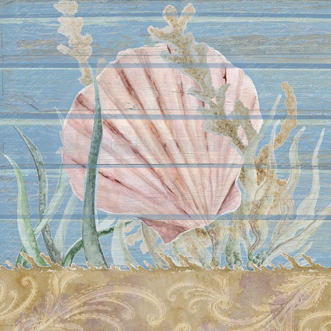 Ocean Floor Blue Square I White Modern Wood Framed Art Print with Double Matting by Gaynor, Janice