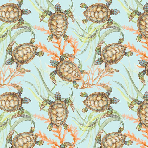 Swimming Turtle Pattern Black Ornate Wood Framed Art Print with Double Matting by Gaynor, Janice