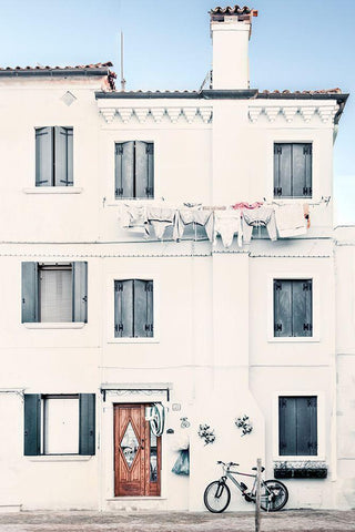 Quiet Mediterranean Village Black Ornate Wood Framed Art Print with Double Matting by Amos, Andy