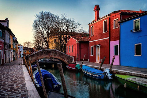 Burano Black Ornate Wood Framed Art Print with Double Matting by Amos, Andy