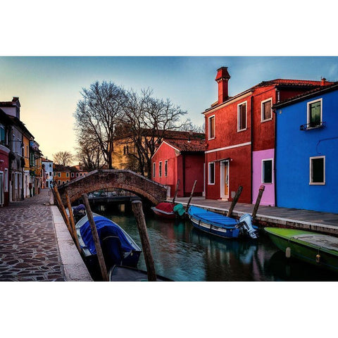Burano Black Modern Wood Framed Art Print by Amos, Andy
