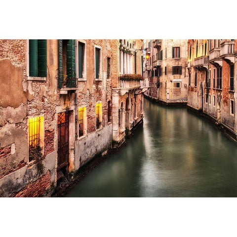 Venice Twilight Black Modern Wood Framed Art Print with Double Matting by Amos, Andy