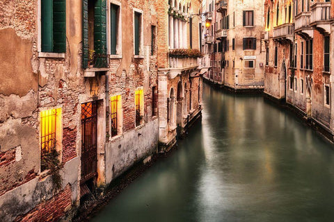 Venice Twilight Black Ornate Wood Framed Art Print with Double Matting by Amos, Andy