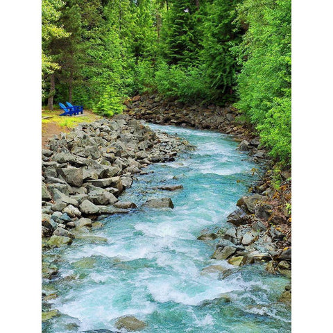 Countryside River Black Modern Wood Framed Art Print with Double Matting by Peck, Gail