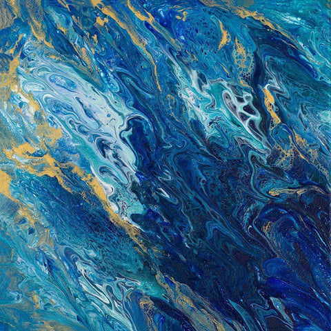 Blue Marble Black Modern Wood Framed Art Print by Hakimipour, Tiffany