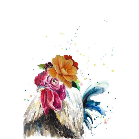 Cute Chicken Black Modern Wood Framed Art Print by Pinto, Patricia