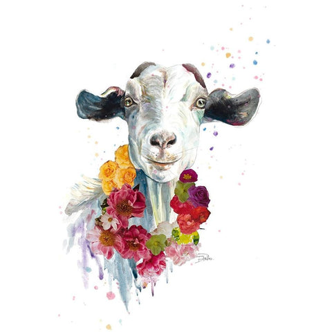 Cute Goat Black Modern Wood Framed Art Print by Pinto, Patricia