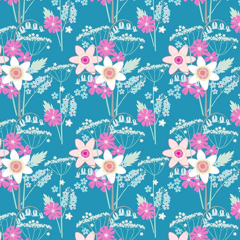 Hedgrow Blooms Pattern Black Modern Wood Framed Art Print by Gardner, Sarah
