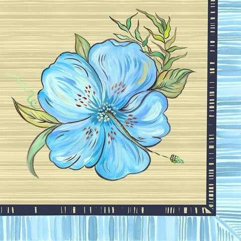 Vibrant Blue Island Flower Black Ornate Wood Framed Art Print with Double Matting by Del Sol, Ani