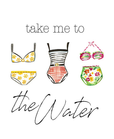 Take Me to the Water White Modern Wood Framed Art Print with Double Matting by Del Sol, Ani