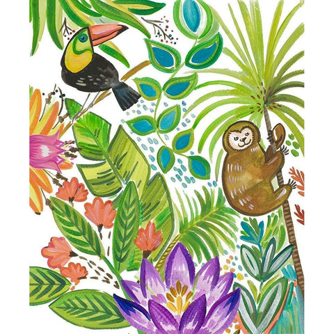 Tropical Wildlife II Black Modern Wood Framed Art Print with Double Matting by Del Sol, Ani