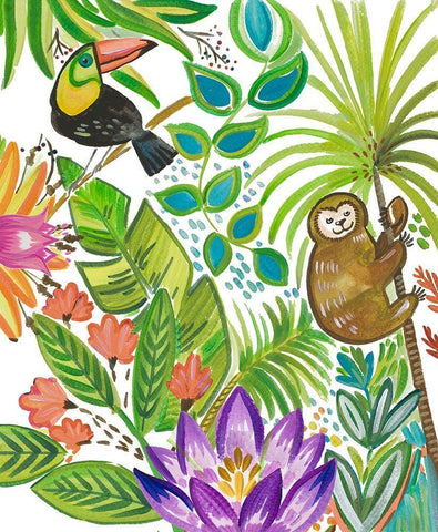 Tropical Wildlife II Black Ornate Wood Framed Art Print with Double Matting by Del Sol, Ani