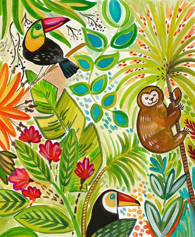 Into the Tropics I Black Ornate Wood Framed Art Print with Double Matting by Del Sol, Ani