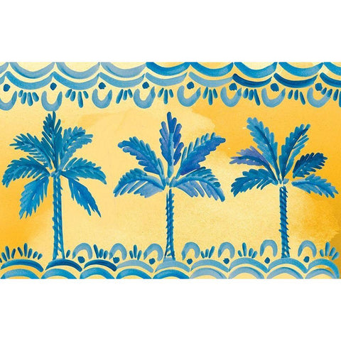 Sunny Palms Black Modern Wood Framed Art Print with Double Matting by Del Sol, Ani