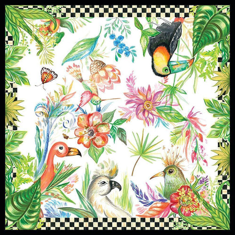 Tropical Birds White Modern Wood Framed Art Print by Del Sol, Ani