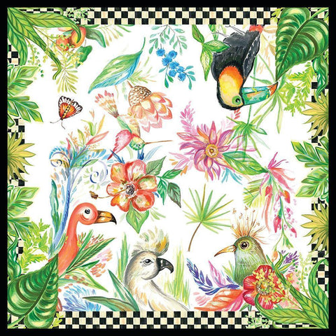 Tropical Birds White Modern Wood Framed Art Print with Double Matting by Del Sol, Ani