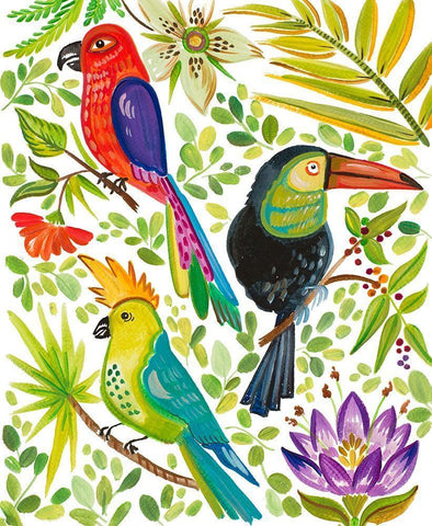 Into the Tropics II Black Ornate Wood Framed Art Print with Double Matting by Del Sol, Ani