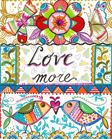 Love More White Modern Wood Framed Art Print with Double Matting by Del Sol, Ani