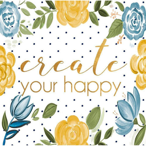 Create your Happy White Modern Wood Framed Art Print by Del Sol, Ani