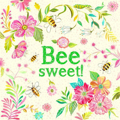 Bee Sweet White Modern Wood Framed Art Print with Double Matting by Del Sol, Ani