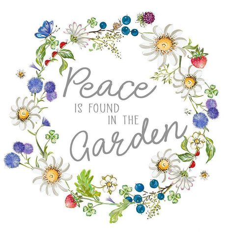 Peace Is Found In The Garden Black Ornate Wood Framed Art Print with Double Matting by Del Sol, Ani