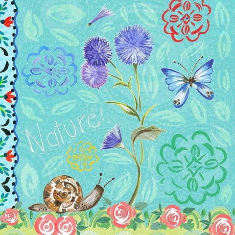 Nature Garden with Buttefly Black Modern Wood Framed Art Print with Double Matting by Del Sol, Ani