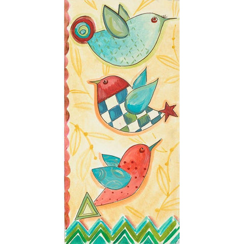 Flying Birds On Yellow Gold Ornate Wood Framed Art Print with Double Matting by Del Sol, Ani