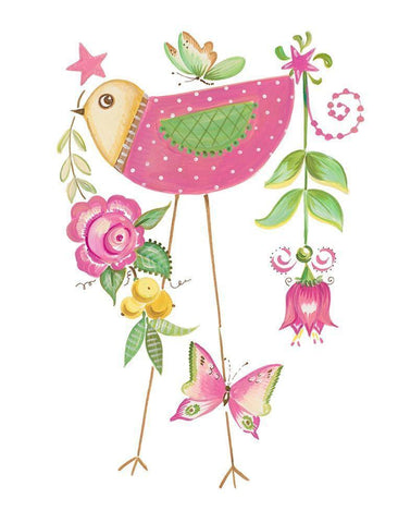 Stand Tall Bird I White Modern Wood Framed Art Print with Double Matting by Del Sol, Ani