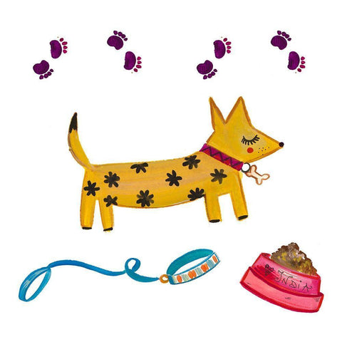 Dog and Treat I Black Modern Wood Framed Art Print by Del Sol, Ani