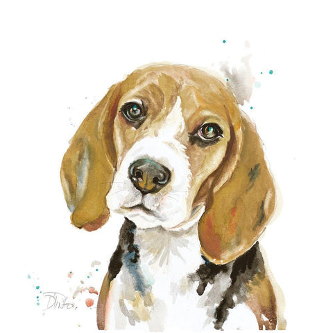 Watercolor Beagle Gold Ornate Wood Framed Art Print with Double Matting by Pinto, Patricia