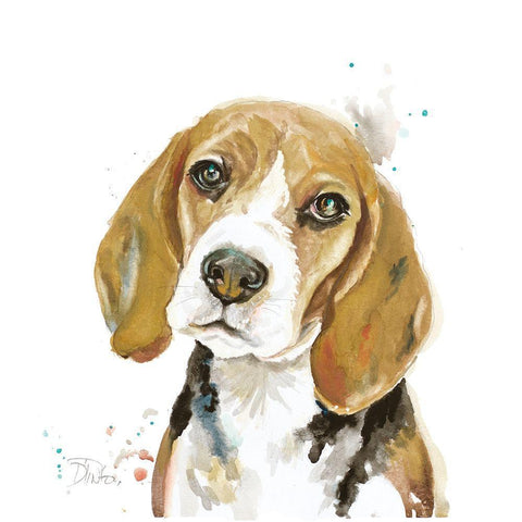 Watercolor Beagle Black Ornate Wood Framed Art Print with Double Matting by Pinto, Patricia